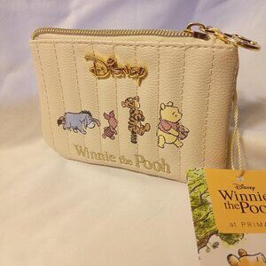Disney Winnie The Pooh Small Quilted, zipper pull, Beige Coin Purse NWT